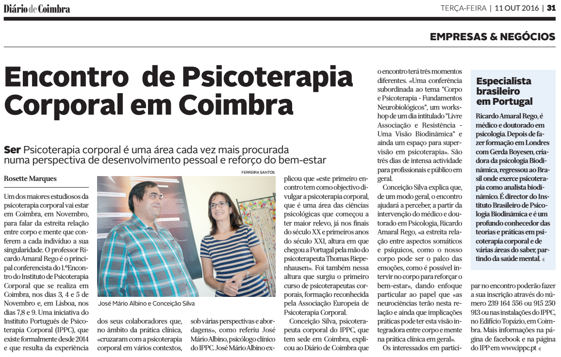 In Diário de Coimbra, edição de 11 Outubro de 2016